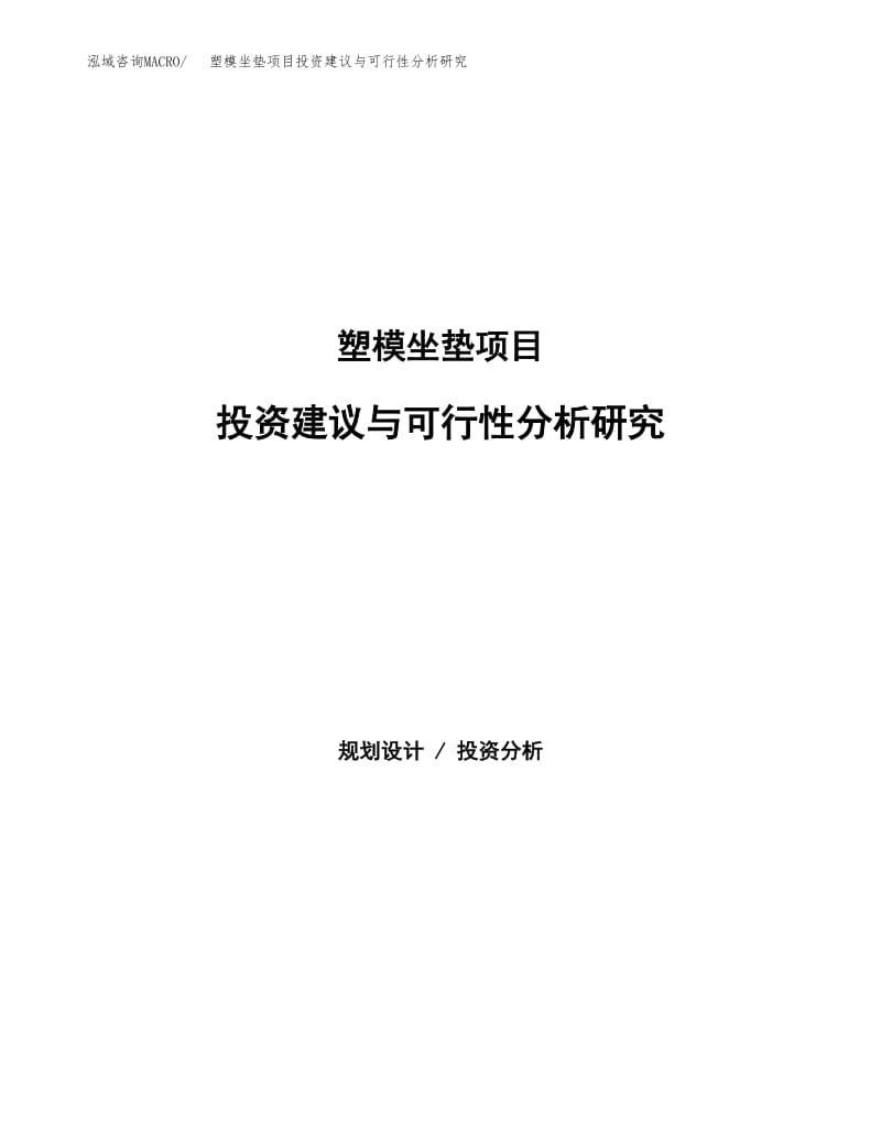塑模坐垫项目投资建议与可行性分析研究(建设项目评价与决策).docx